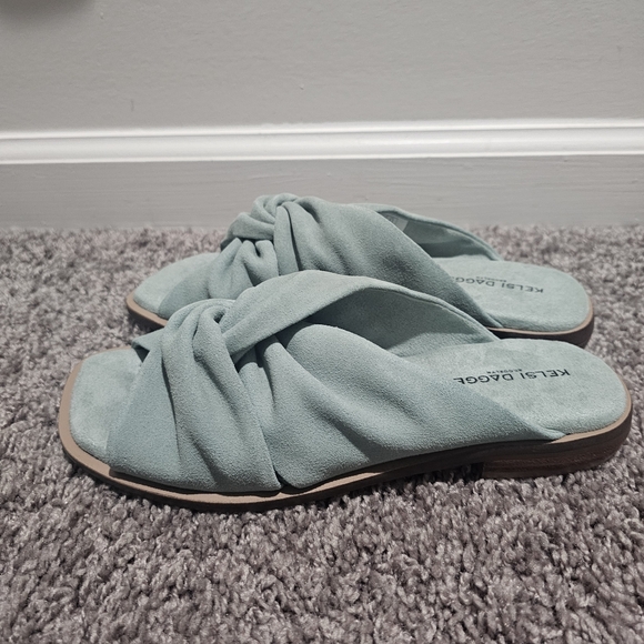 Kelsi Dagger Blue Suede Twist Tide Slide Sandals Size 7 - Picture 4 of 9